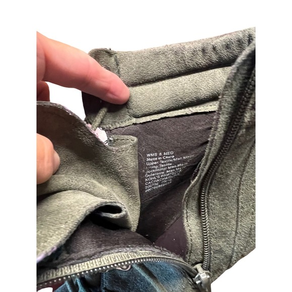 Womens Olive Green Lace Up Heeled Ankle Boots Stacked Heel Zip Closure - Picture 5 of 5